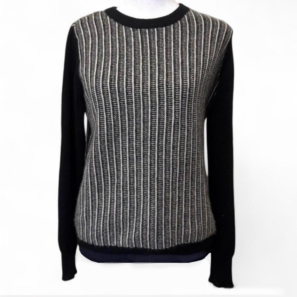 black & cream cashmere grandpa sweater